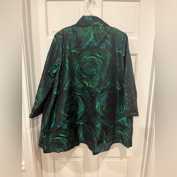 Vintage Caroline Rose Statement Jacket Size L. Green Rose Print. - Picture 6 of 8
